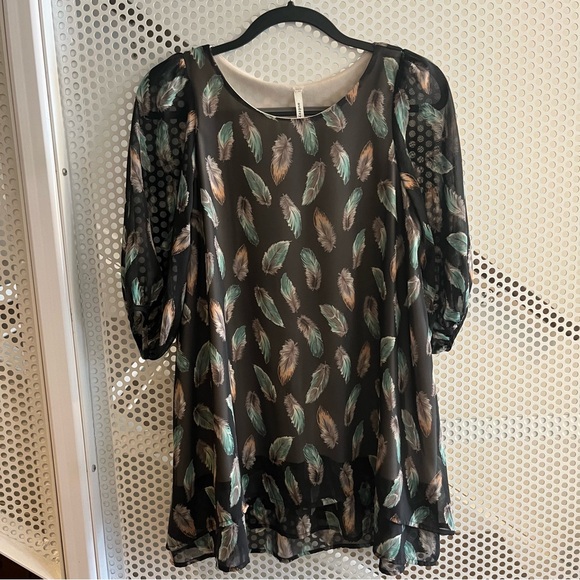 audrey 3 + 1 (boutique brand) mini-dress or top Size XS-S in Black feather GUC - Picture 1 of 9